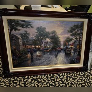 STUNNING THOMAS KINKADE CARMEL SUNSET on the ocean painting